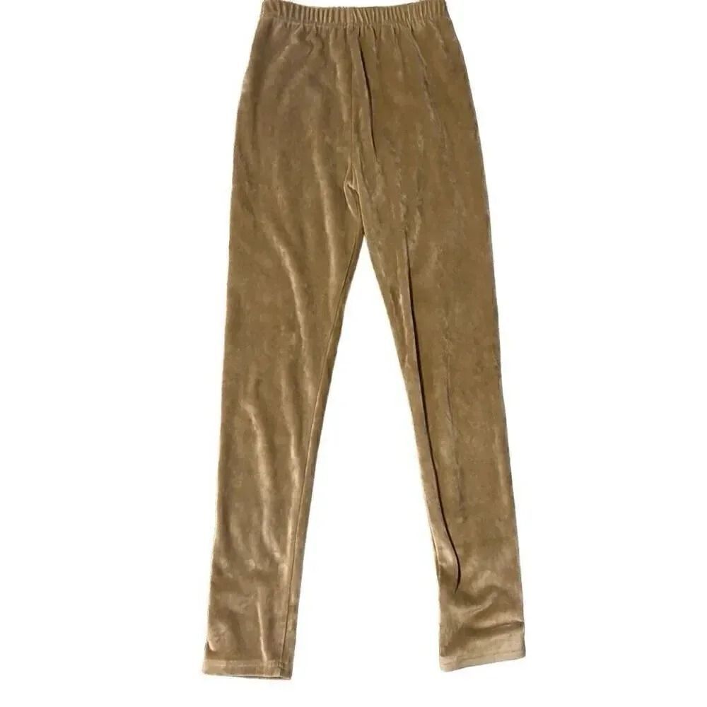 Size medium camel colored velour leggings. Unknown brand.